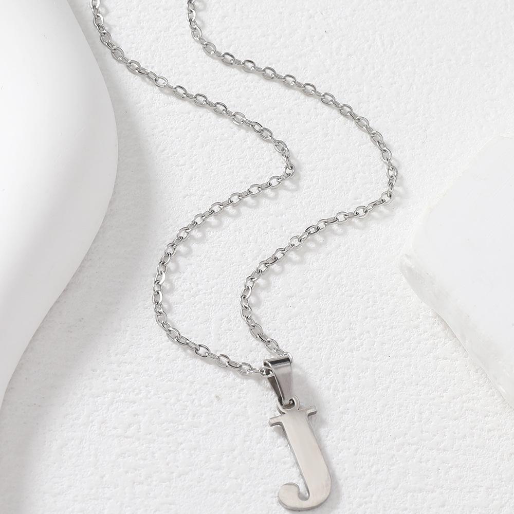 Polished Stainless Steel Alphabet Necklace - Women's Daily Wear Clavicle Chain