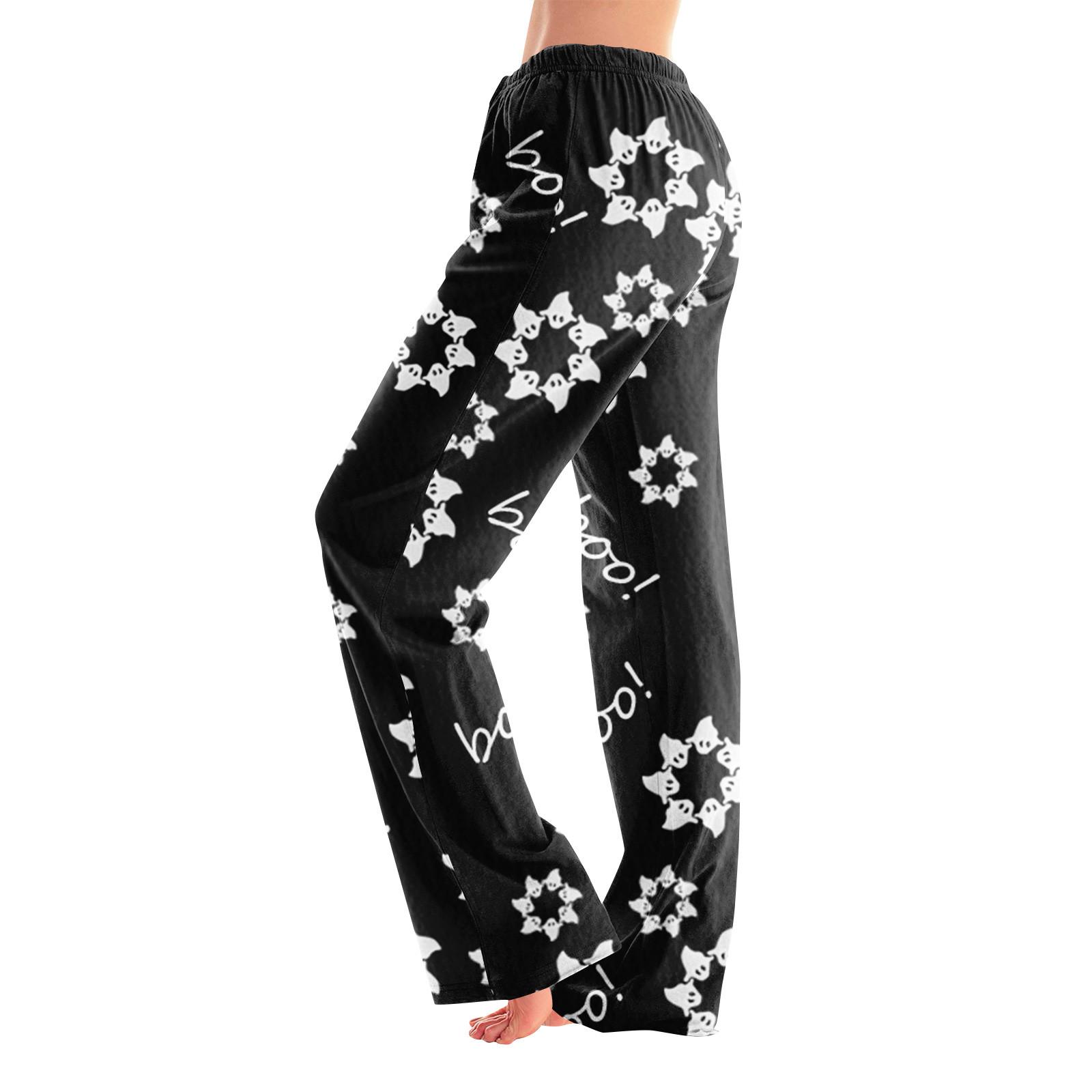 

Пижамные брюки Домашняя одежда Повседневные Брюки на кулиске с эластичной талией Удобные Прямые Брюки для йоги Свободные S чёрный