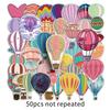 50PCS Cute Hot Air Balloon Stickers - Waterproof Cartoon Decorations for Milk Tea Cups.
