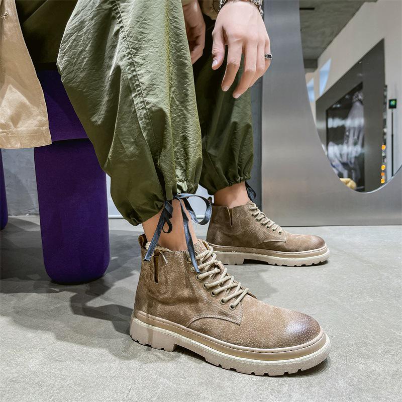 2022 Autumn Men’s Suede Martin Boots: British Style, Versatile Casual Mid-Top Shoes