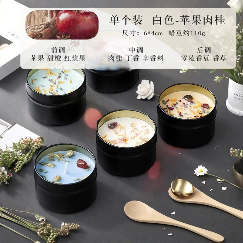 1Pc Premium Crystal Scented Candle - Handmade Soy Wax Dried Flower Tin, Aromatherapy Creative Ornament & Photography Prop