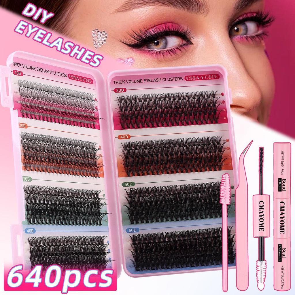 Premium DIY Mixed Cluster False Eyelash Set - 547 Dense, Curled Segments for a Customized Look