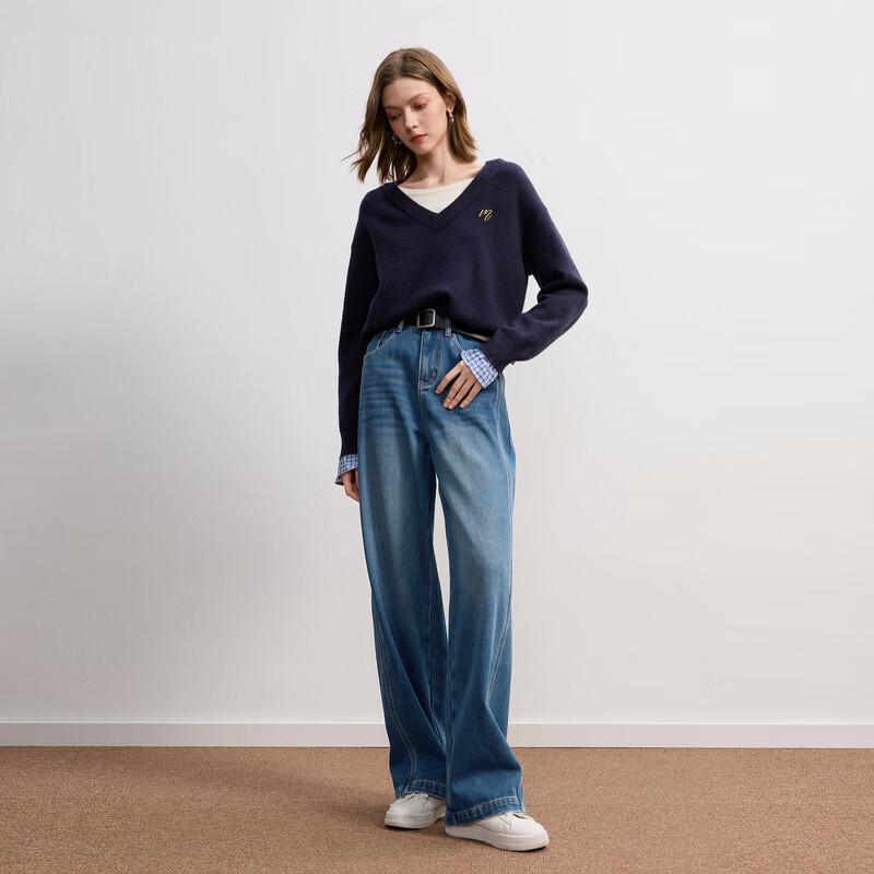 

Sancai 2025 Winter High-Waist Straight-Leg Denim Pants XL