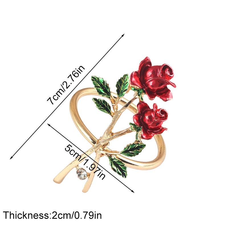1Pc Towel Wedding Dress Napkin Ring Valentine's Day Zinc Alloy Western Style Red Rose Restaurant Decoration