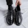 Men's round head leather shoes Korean version trend lace-up casual shoes formal business men's shoes youth wedding shoes 5692-R