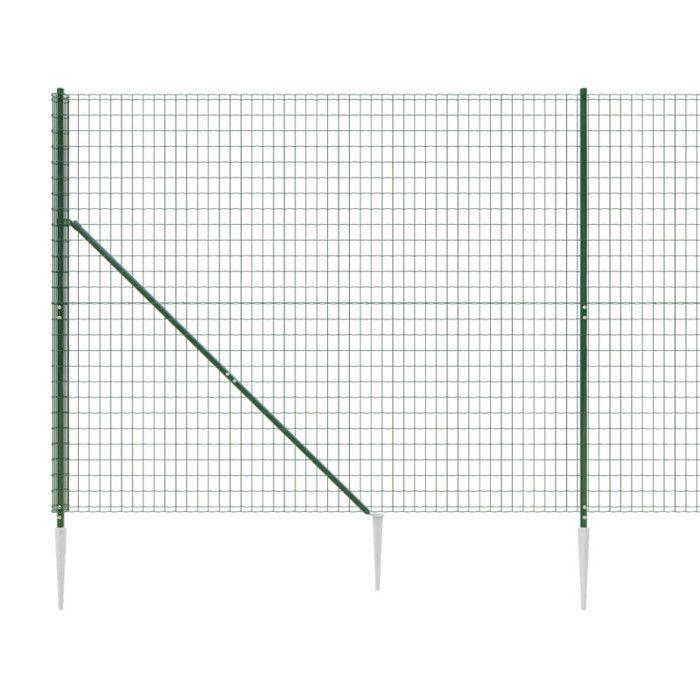 VidaXL Clôture en Treillis Métallique et Piquet d'Ancrage, Panneau de Clôture Décoratif, Barrière de Protection Jardin Patio 154109