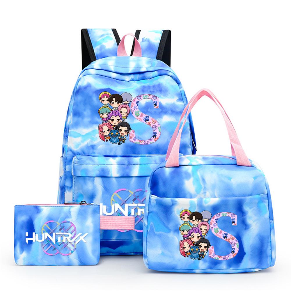 3Pcs/set Anime K-pop Printed Backpack with Lunch Bag Pengcil Case Large Capacity Travel Bag for Teenager Girl Boy Bookbag Kid Gift Rucksak