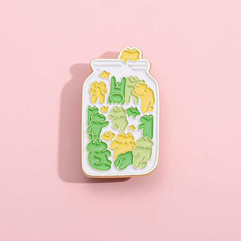 Jar Frog Fun Brooch Adorable Candy Cup Design Distinctive Metal Pin Accessory Everyone For
