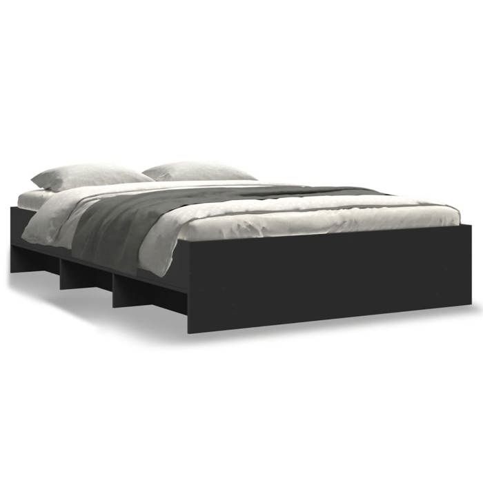 VidaXL Cadre de lit noir 120x200 cm bois d'ingénierie, meuble de chambre à coucher, lit double, sommier, lit, cadre de lit 3295661
