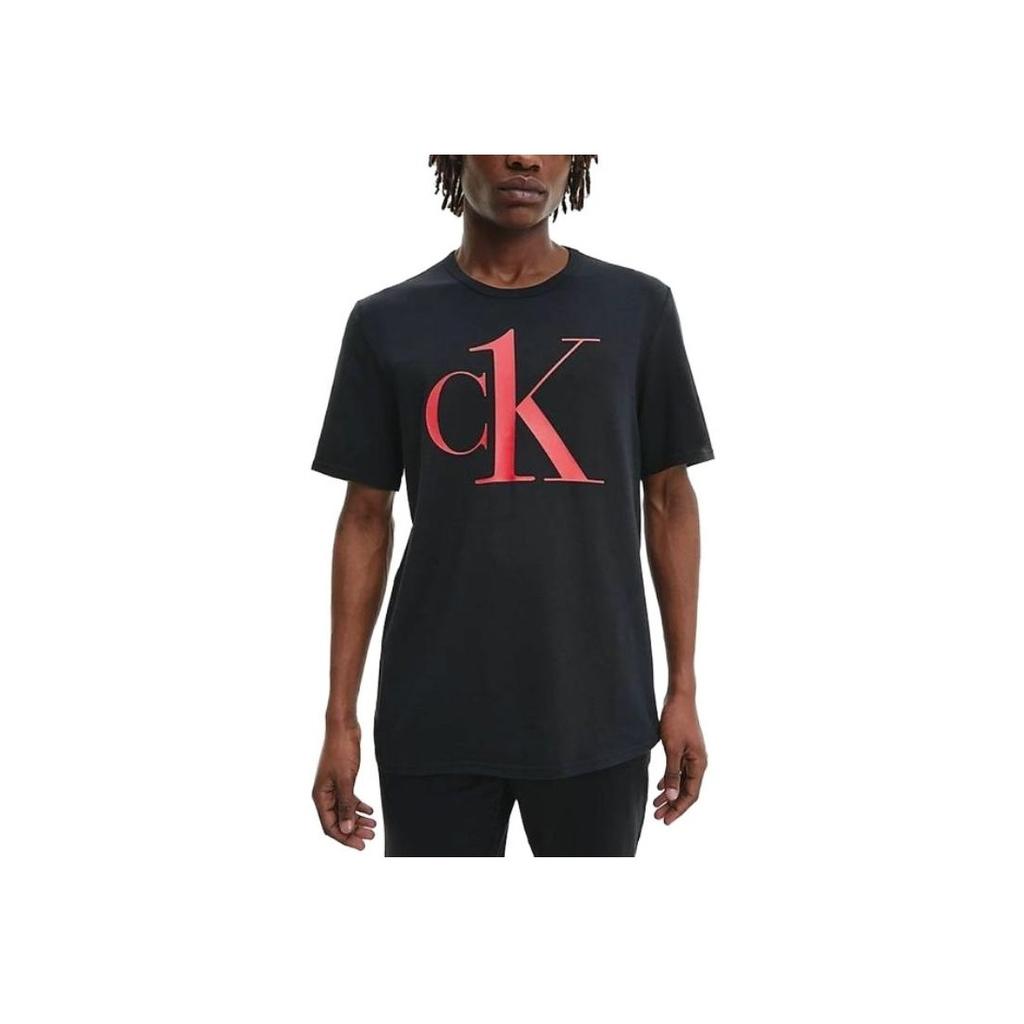 Calvin Klein Letter Print Crew Neck Fitted Short Sleeve T-Shirt Men Tops Black NM1903E-6N9