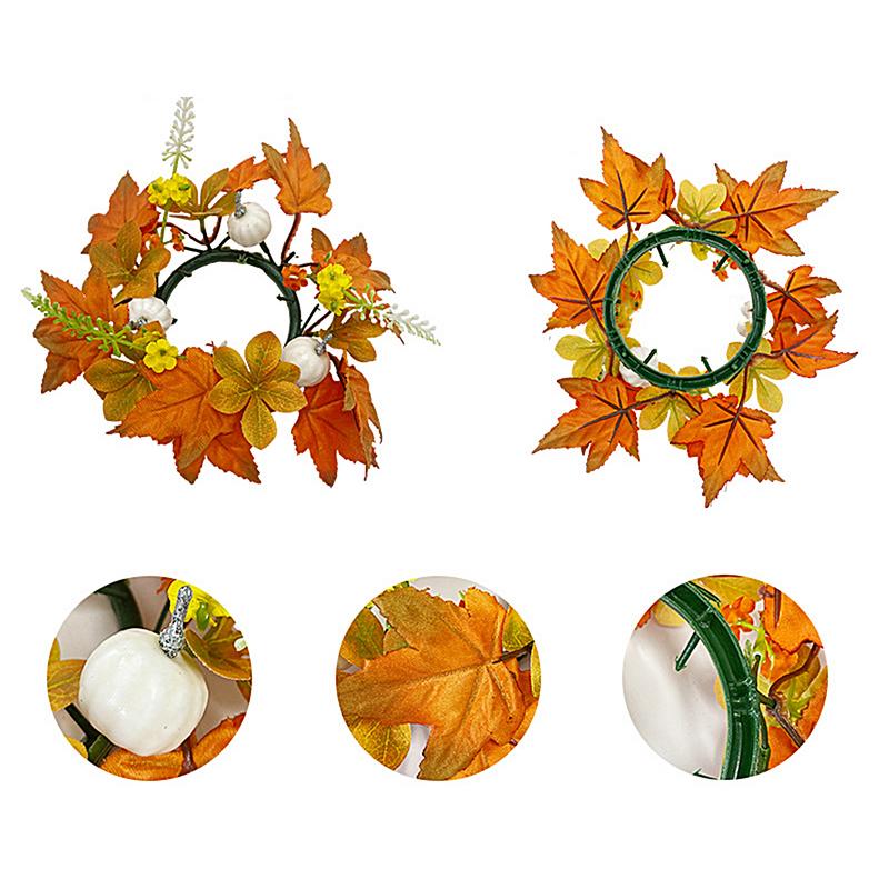 Jesienne Wieńce Pierścieniowe na Świece 9,8 Cala Wiejski Wieniec Pierścień na Świecę Dzień Żniw Wieniec Pierścień na Świecę Dzień Żniw Sztuczny Kuchenny
