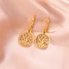 Vintage Life of Tree Pendants Hoop Earrings For Women Female Stainless Steel Earrings Trend Golden Charm Jewelry Pendientes