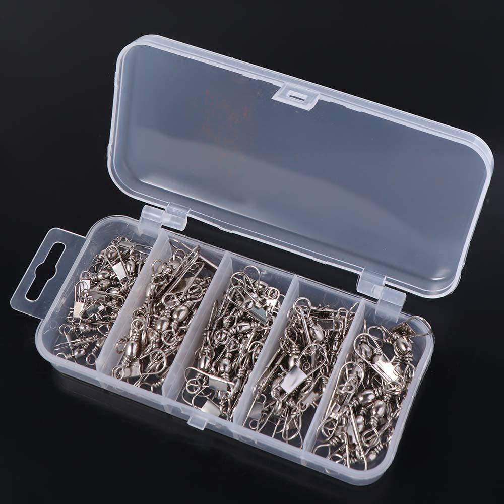 Stainless Steel Fishing Connector Pin High Strength Flexible Rotation Fishing Bearing Swivel Solid Rings Interlock