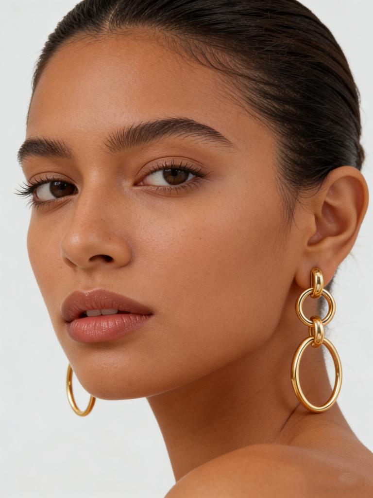 Chic Geometric Circle Drop Earrings for Women Stainless Steel Round Chain Earrings 18K Gold Plated Fashion Daily Jewelry