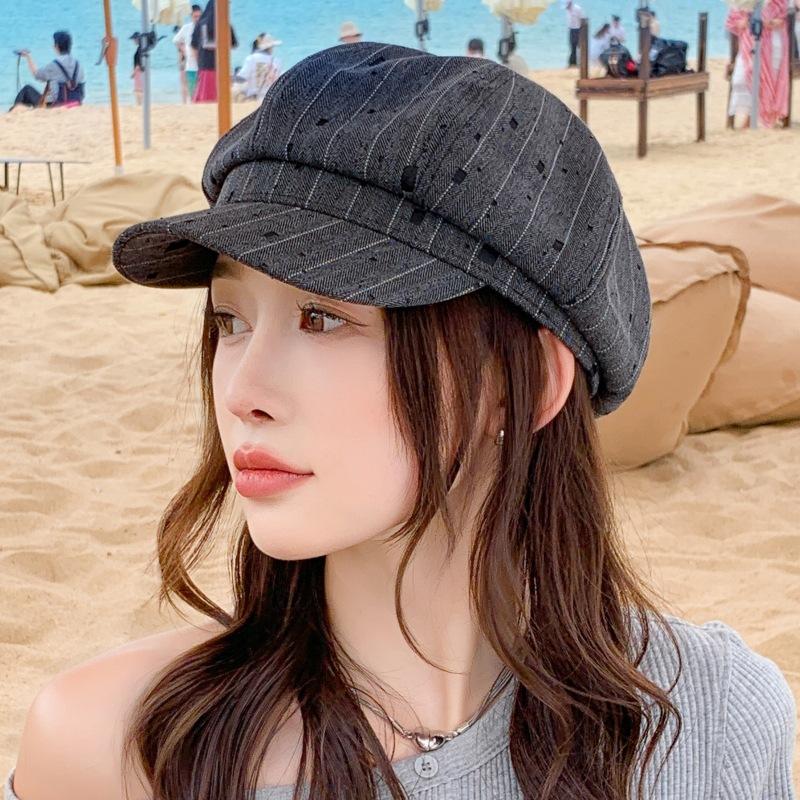 

Шляпа женская высококачественная однотонная универсальная восьмиугольная шляпа Sense Hole в стиле ретро для повседневного газетчика One size