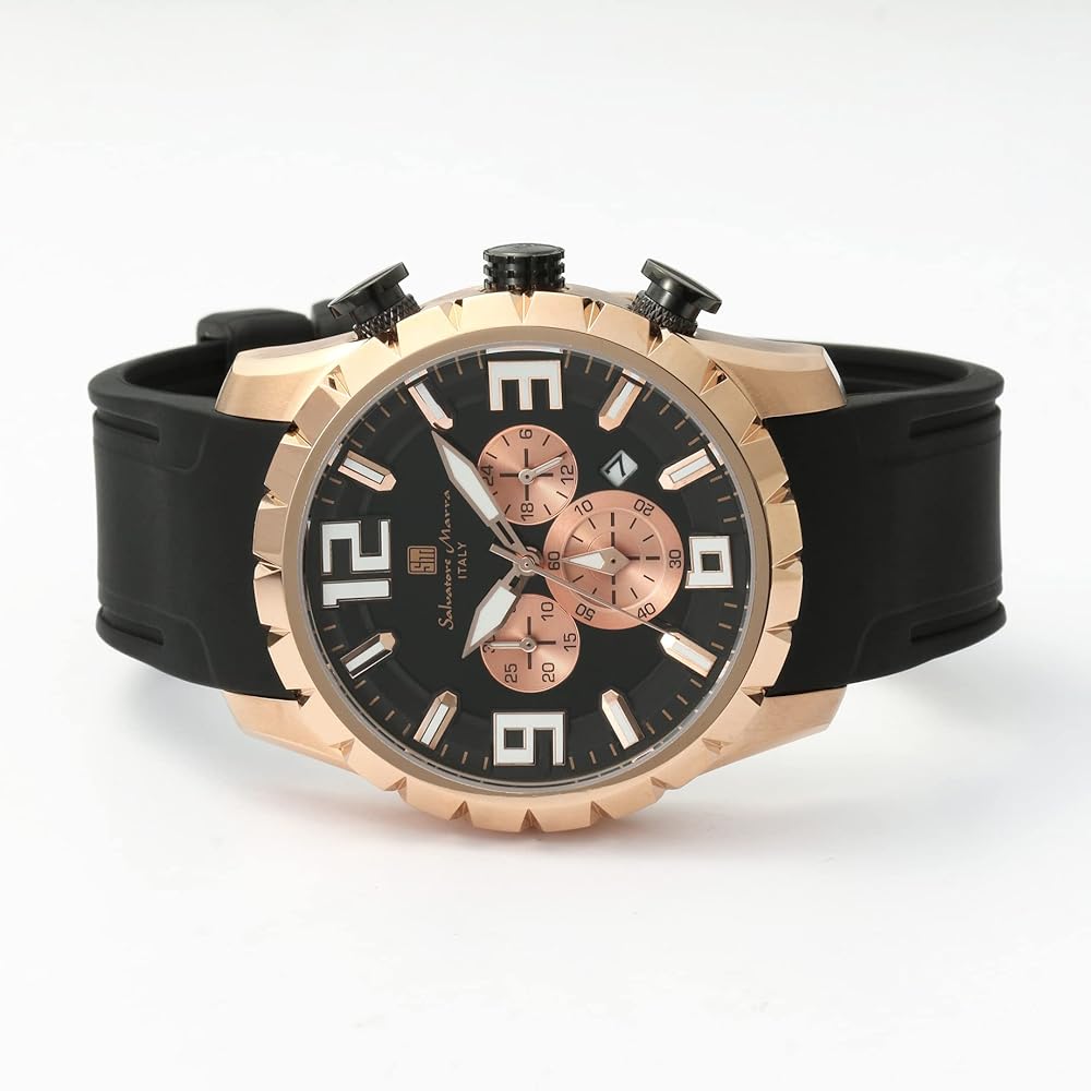 Salvatore Marra Men's Chronograph Analog Quartz Watch Black with Cross Accessory