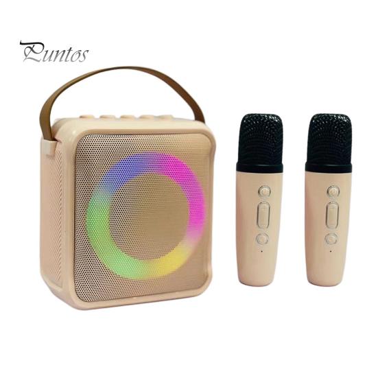 

Bluetooth-совместимый динамик с комплектом микрофонов, быстрое подключение, объемные звуковые эффекты без задержек, мини-игрушка для караоке белый