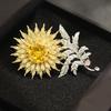 High-end heavy industry exaggerated personality yellow diamond dandelion bouquet brooch light luxury high-end flower pin anti-light woman