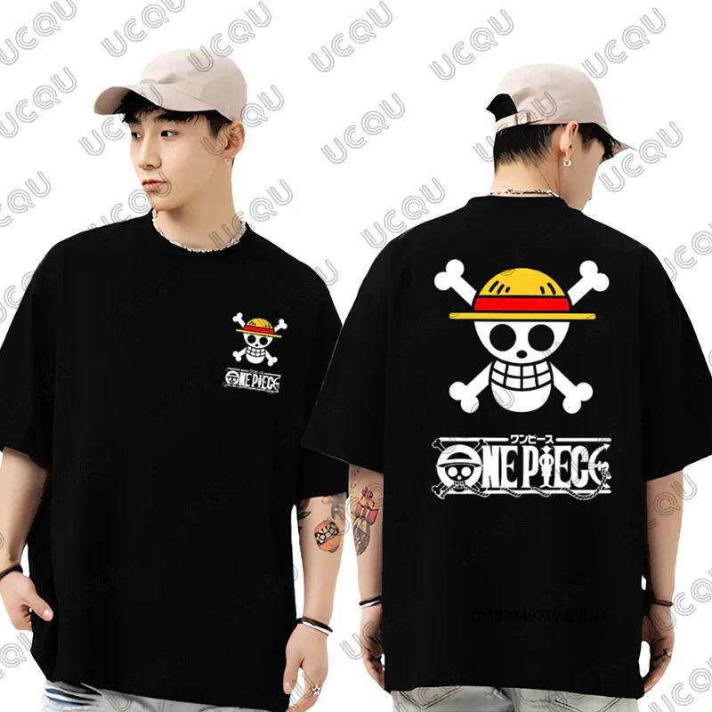 Summer Japanes One Piece Anime Cartoon Print Cotton T-shirt for Men Short Sleeve O-neck Tees Casual Sports Streetwear Unisex Top