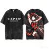 Kurumi Tokisaki Date A Live Gothic Outfit Rückendruck Gewaschen Rundhalsausschnitt Kurzarm Damen und Herren Bequemes T-Shirt