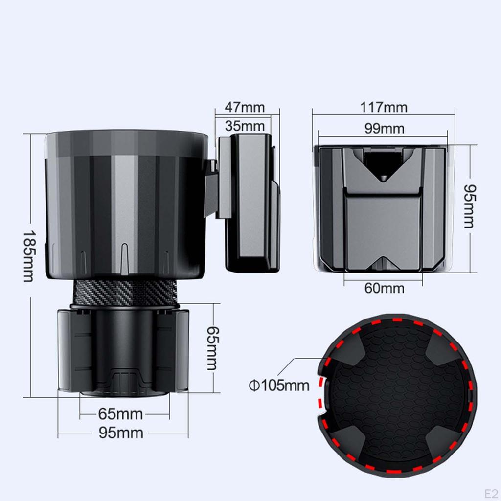 Car Cup Holder Phone Mount Multifunctional Cell Adapter Easily Install Black Holds Mug