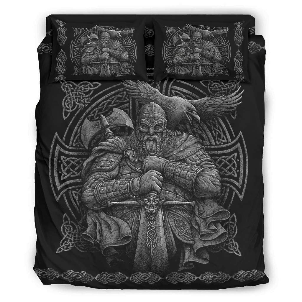 Viking Vintage Król Królowa Poszwa na Kołdrę Mitologia Nordycka Zestaw Pościeli Średniowieczny Folklor Totem Poszwa na Kołdrę Szary Poliester Poszwa na Kołdrę