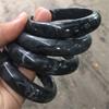 Chinese Natural Vintage Retro Beautiful Black Jade Gemstone Calcite Bracelet Bangle for Men Women 58/60/62mm