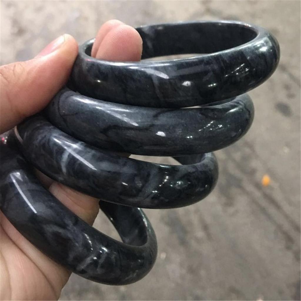 Chinese Natural Vintage Retro Beautiful Black Jade Gemstone Calcite Bracelet Bangle for Men Women 58/60/62mm