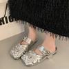 Quality Summer Ballet Shoes Women Flat Shoes Rhinestone Women Loafers Platform Mesh Shiny Women's Casual Shoes Crystal Shoe