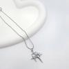 Fashion Four-Pointed Star Necklace Clavicle Chain Smooth Cross Pendant Necklace Wedding Party Jewelry for Women Girls