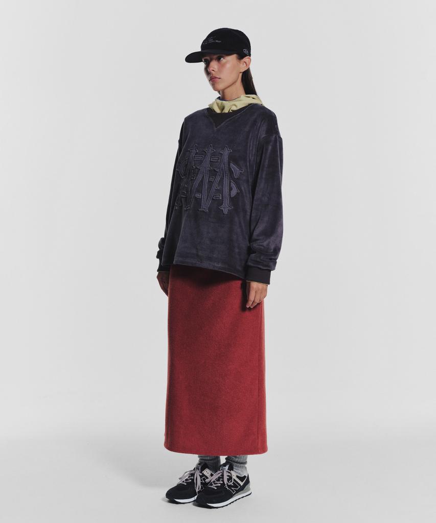 Minasu Terry Fleece Long Skirt_Red