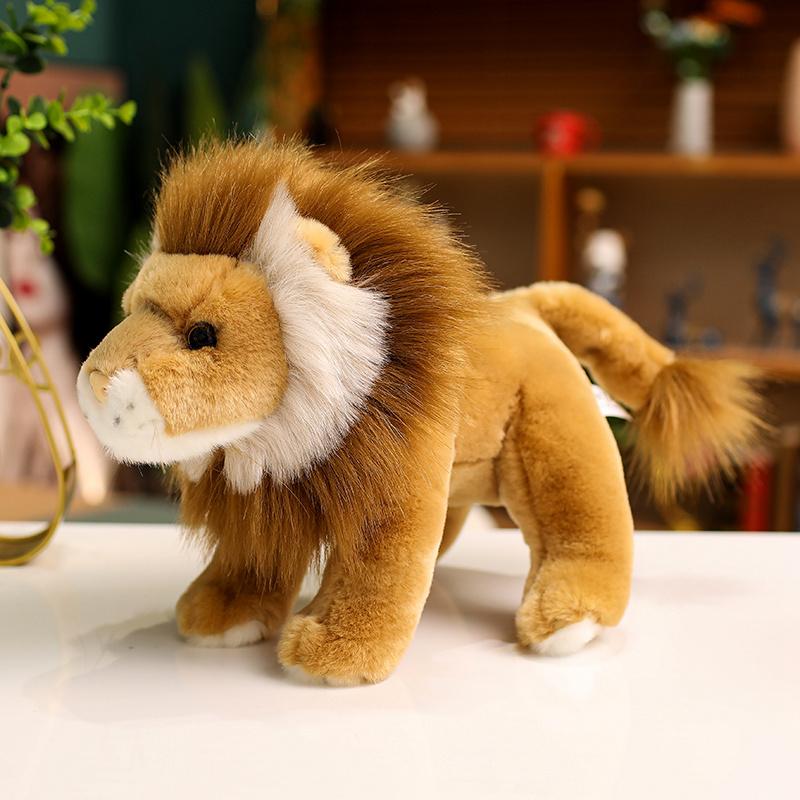 Artificial Lion Animals Yellow White Soft Dolls Throw Pillow Baby Children Sleep Appease Doll Room Decor Birthday Gift for Baby`