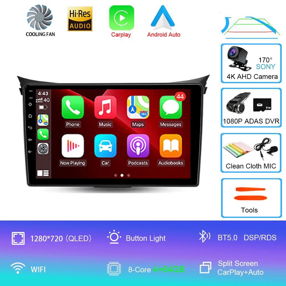 Car Radio Android 14 Multimedia Player for Hyundai I30 Elantra 2012 2013 2014 2015 2016 Carplay Auto GPS Navigation Stereo