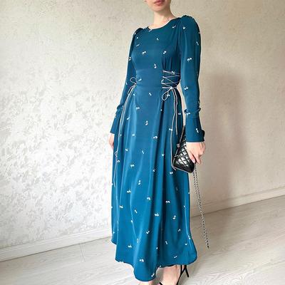 Midden-Oosten Moslim Dames Herfst Nieuwe Stijl Lange Jurk Socialite Elegant Lange Getailleerde jurk