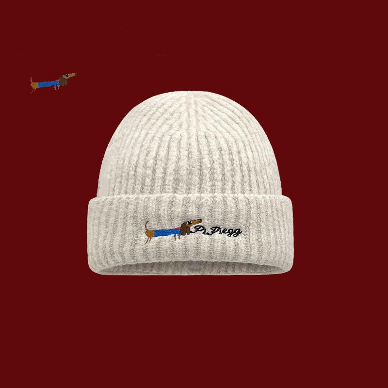 

Cute sausage puppy knitted hat children autumn and winter thickened warm ear protection head pullover hat shows small face M（56-58cm）