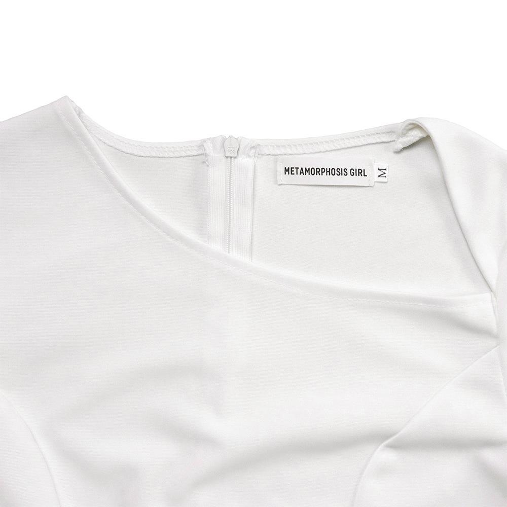 Large Size Women Spring Autumn Fashion Pleated Bandage Dress Ladies One Piece Solid Medium Sleeves Sheath Dress