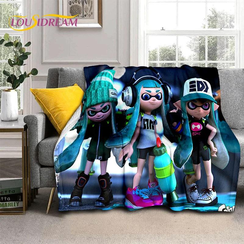 Splatoon3 PC Gamer Cartoon Game Soft Blankets,Keep Warm Throw Blanket Comfortable Blanket for Picnic Beds Sofa Home Bedroom Gift