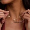 Custom Gold Color Initial Necklace With Shiny Zirconia Heart Charm Letter Choker Stainless Steel Jewelry Mama Personalization
