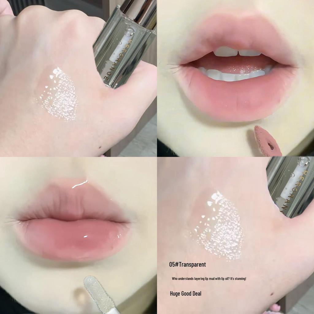 HERORANGE Shimmering Star Mirror Lip Gloss - Pearlescent, Watery, Plumping with Fine Glitter Finish.