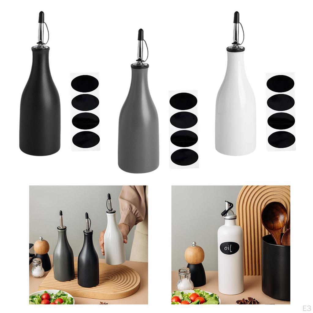 Cooking Oil Bottle Olive Dispenser Ceramic Elegant Appearance with Lid Vinegar Can Shoyu