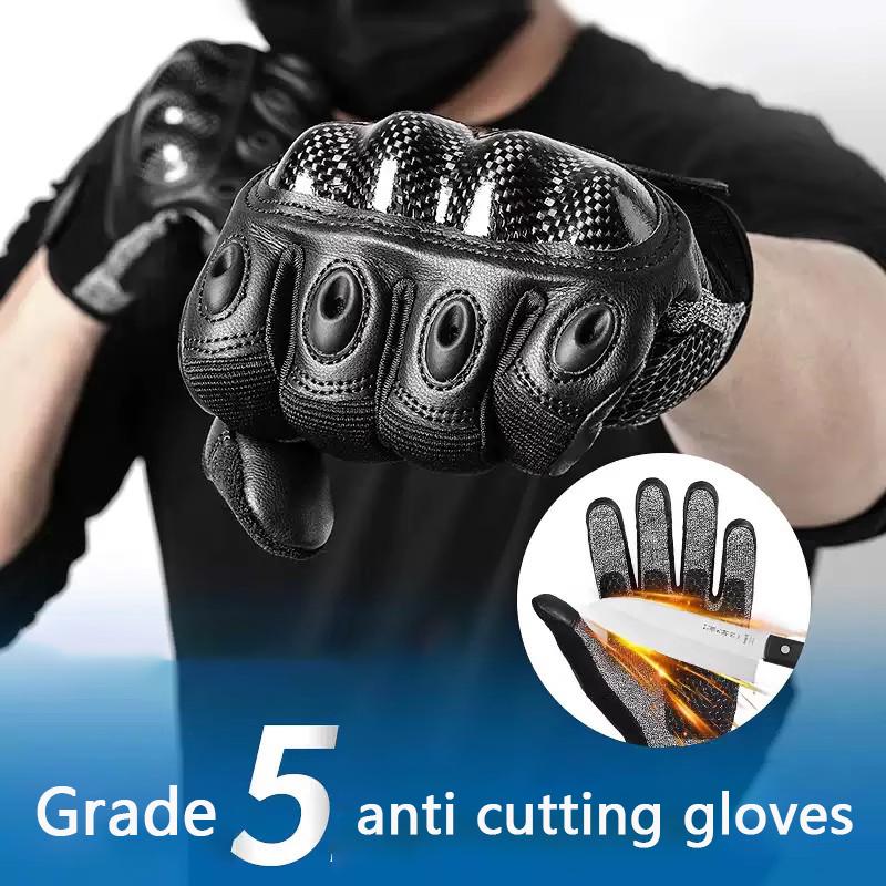 Sommer Stufe 5 Schnittfeste Lammlederhandschuhe Knöchel Stichfeste Carbon-Schale Militärisches Training Fans Zubehör Herren Damen