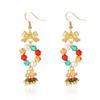 Colorful Christmas Diamond Bowknot & Star Seed Bead Earrings