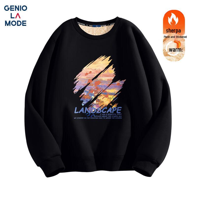 GENIOLAMODE Men's Heavyweight Lambswool Lined Hoodie