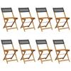 VidaXL Chaises de jardin pliantes lot de 8 noir poly rotin bois massif, siège de jardin, chaise de patio, chaise à manger de 3214594