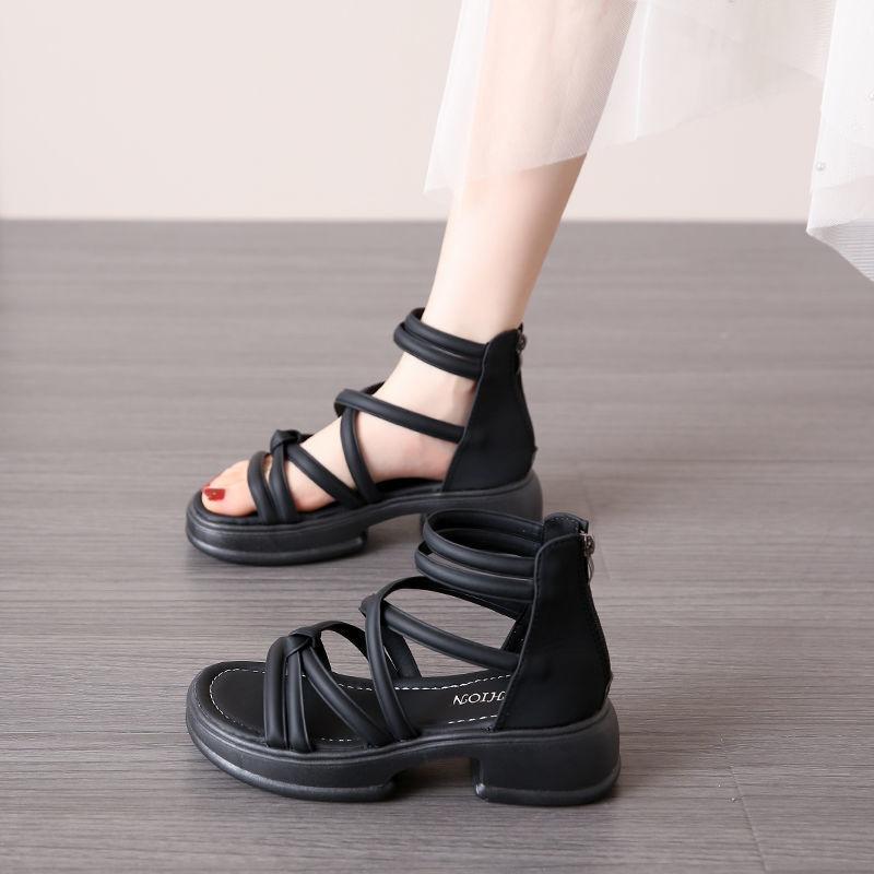 Roman Sandals Women's Summer New Flat-bottomed Non-slip Outer Wear Beach Shoes Versatile Black Air Cool Boots