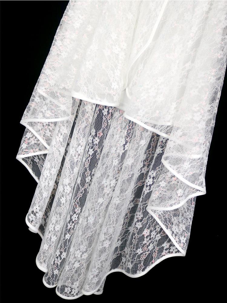 White Lace Party Dresses Asymmetrical Ankle Length Strapless High Waist Slim Sleeveless Swallowtail SkirtWomen Outfits for Formal Evening