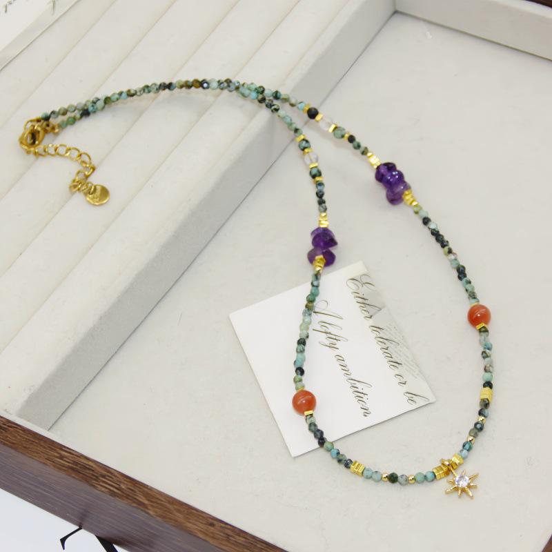 Elegant Cross-Border African Turquoise Beaded Necklace - Exquisite and Versatile Fashion Accessory