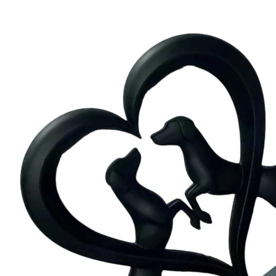 Love Heart Dogs Statue, 3D Printed Puppy Sculpture, Romantic Dogs Figurine Desktop Heart Ornament, Gift for Dog Lovers Room Table Shelf Decor