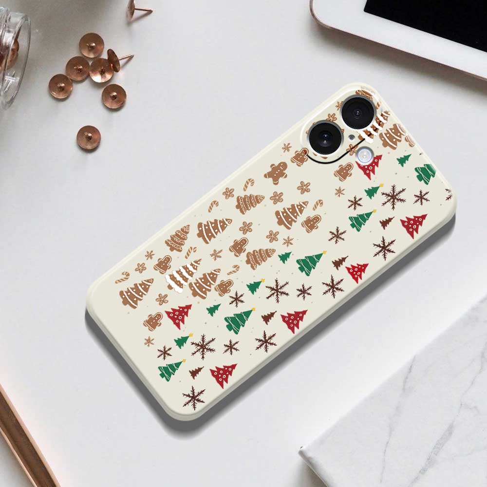 For iPhone 17 Case Christmas Tree Gingerbread Pattern Printing Straight Edge TPU Phone Back Cover