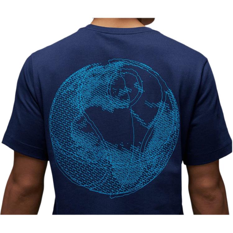 Jordan Pattern Print Crew Neck Short Sleeve T-Shirt Men Tops Navy-Blue DX9602-410